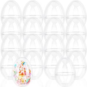 18 Pcs 3.15 Inch/ 3.5 Inch/ 5 Inch Large Clear Plastic Easter Eggs Bulk Jumbo Fillable Plastic Transparent Easter Plastic Eggs for Easter Hunt Party Use (Clear ( 5 Inch )