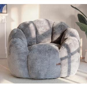 MAXYOYO Bean Bag Chair for Adults, Floral Shaped Bean Bag Sofa, Ultra Soft Faux Fur Floor Sofa, Large Reading Chair for Living Room Bedroom, Dark Grey, Single | 40"D x 42"W x 29"H