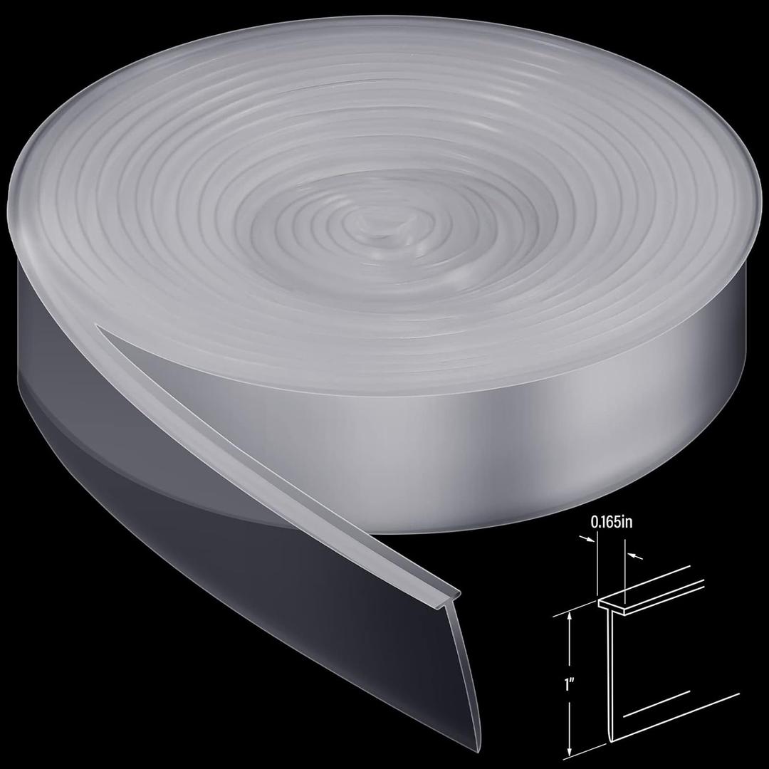 Treela 108 Inch Shower Door Seal Strip Silicone Swing Doors Bathroom Seal Bottom Waterproof Sweep Replacement for Home Bathroom Glass Shower Door(Clear,T Style)