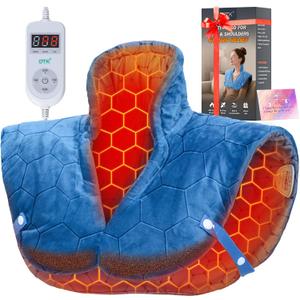 Nalax 30s Fast Heating Pad for Neck and Shoulders and Back, 6X Deeper Far Infrared Pain Relief, 8 Heat Settings Max 159, 4H Auto Off, Memory Function, Adjustable Strap, Mothers Gifts Women 24"x 20"
