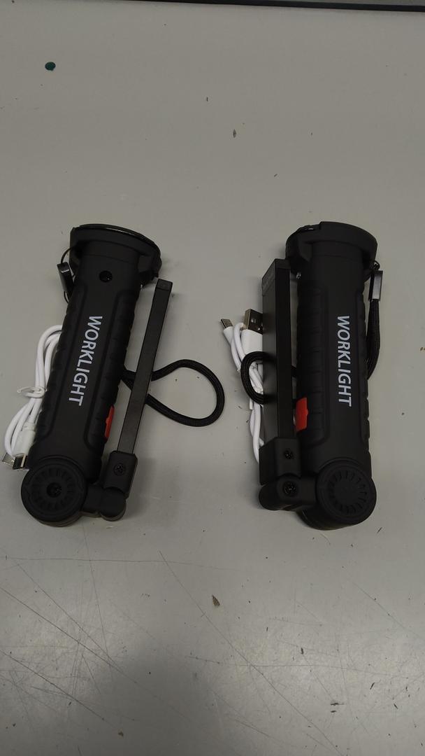 Coquimbo Tool Fathers Day Dad Gifts for Men Him Husband, Rechargeable LED Work Light BBQ Grill with Magnetic Base Hook, 360° Rotate Mechanic Flashlight Men's Easter Birthday Gifts (2 Pack Black)