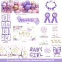Butterfly Baby Shower Decorations Party Supplies, A Little Butterfly Is On The Way, It's a Girl Gender Reveal, Baby Shower Box Mom to Be Sash Dad to Be Pin Flower Crown Balloon Garland Tablecloths