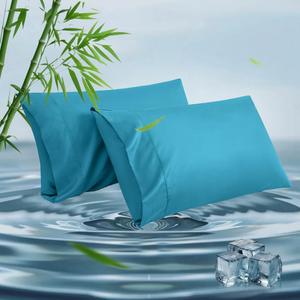 King Pillowcases, Cooling Viscose from Bamboo Pillow Covers with Envelope Closure, Soft Moisture-Wicking for Hot Sleepers, Hair and Skin-Friendly, Blue, 2 Pack