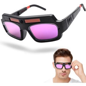 Welding Glasses Auto Darkening, Solar Power True Color Safety Goggles, Anti-Fog Welding Goggles Eyes Protective, Welder Glasses with Welding Helmet for MIG TIG ARC Cut Grinding Weld Plasma