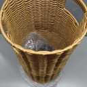 Rattan Umbrella Holder 20.8" H X 10" D,Handmade Wicker Umbrella Stand Indoor with Dip Tray,Sturdy Umbrella Holders for Entryway,Umbrella Bucket Fits Mudroom,Walking Canes,Home,Office (Oak)