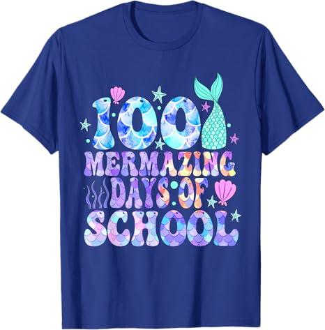 100 Mermazing Days Of School 100th Day Of School Mermaid T-Shirt, Medium