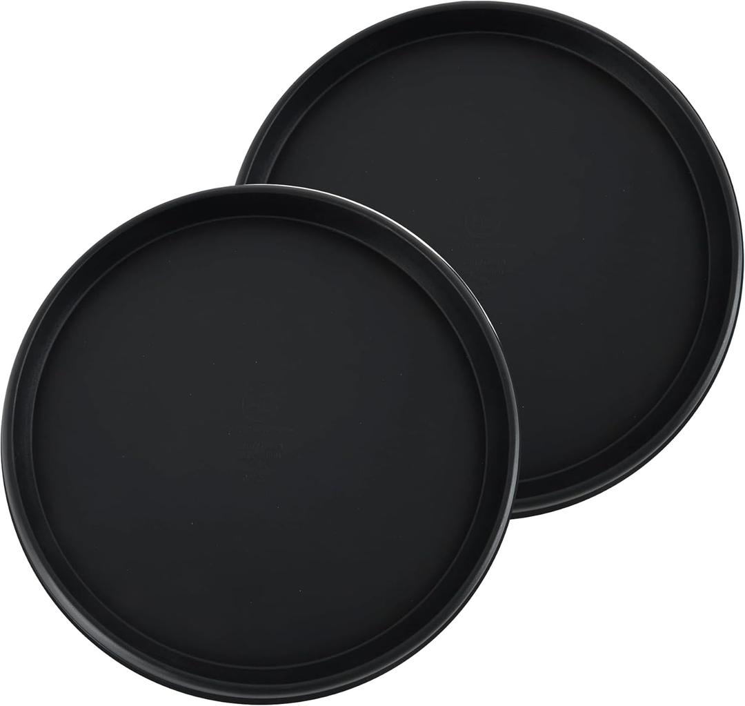 The HC Companies 13 Inch Terrazzo Round Plant Saucer, Lightweight UV-Resistant Plastic Outdoor & Indoor Flower Pot Tray, 2-Pack Plant Pot Trays for Garden & Home Decor, Black Onyx
