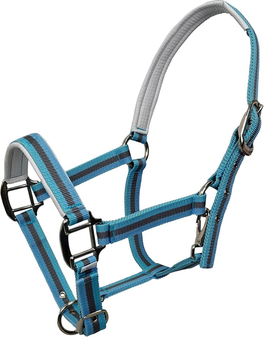 Hilltown Adjustable Horse Halter with PP Webbing, Durable Horse Halters with Zinc Alloy Hardware, Horses Training Equipment to Prevent Friction for Training, Competitions  Daily (Cob, BLUE)