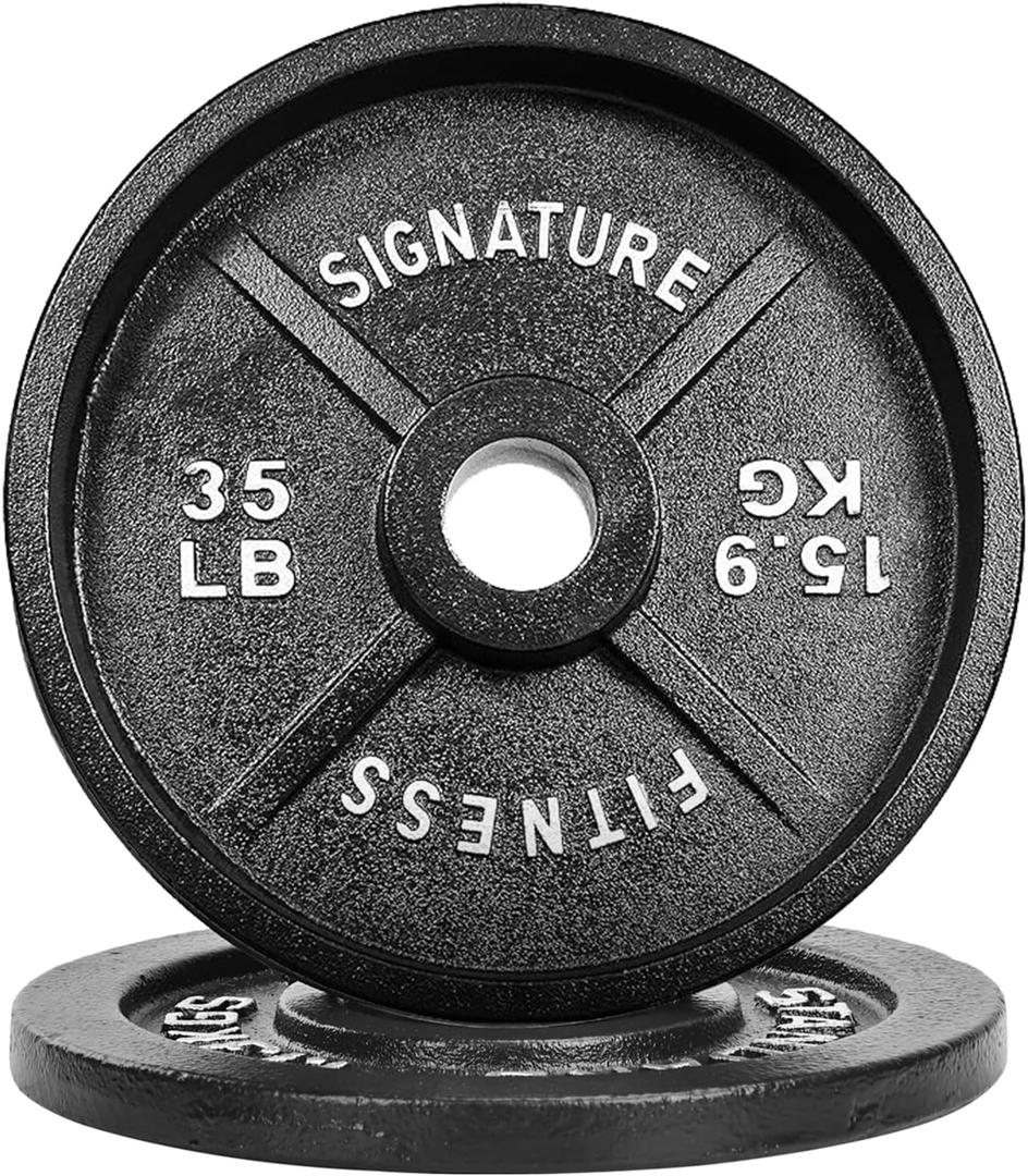 Fitvids Deep Dish 2-Inch Olympic Cast Iron Weight Plates with E-Coating (Black)