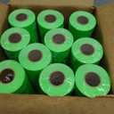Perco 1 Line Fluorescent Green Labels - 80 Rolls, 10 Sleeves, 80,000 Blank Price and Date Gun Labels for Perco 1 Line Price and Date Guns - Made in USA