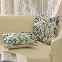 Blue Green Pillow Covers 18x18 Set of 2 Sage Green Chinoiserie Floral Throw Pillows Boho Vintage Flowers Decorative Pillowcase Outdoor Chinoiserie Decor Farmhouse Cushion Case for Couch Sofa
