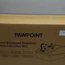 Cat Litter Box Stainless Steel Enclosure, Comfortable Space for Large Cats and Kittens, Easy to Clean Smooth Surface, Durable Metal Build with Cover, Litter Pad, Footboard and Shovel (Dark Gray)