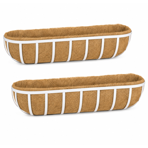 Coco Metal Trough Outdoor Planter, Medium (White) 2-Pack