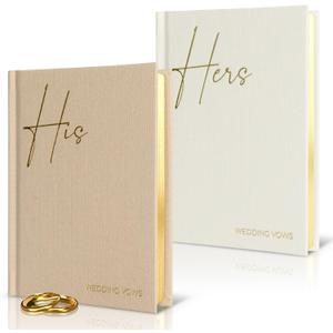 Elegant Linen Wedding Vow Books With Gold Foil Lettering - Perfectly Sized His and Hers Vow Books With Plenty Of Pages To Write Whatever is on Your Heart - A Beautiful Addition For The Wedding Day