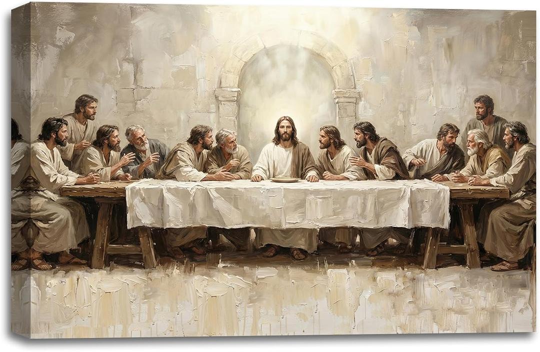 SIXWOOD Jesus The Lords Last Supper Canvas Wall Art, Dining Room, 24x16 in