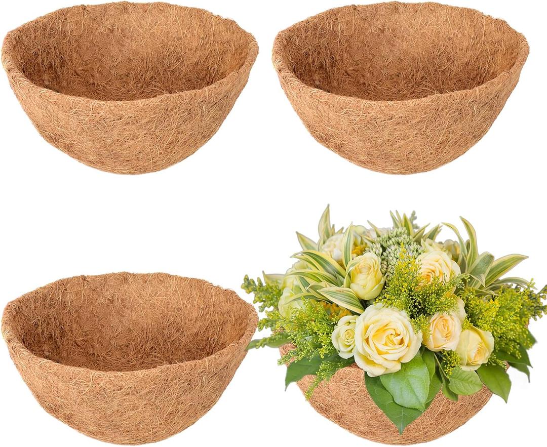 Legigo 4 Pack 18 Inch Hanging Basket Coco Liners Replacement, 100% Natural Round Coconut Coco Fiber Planter Basket Liners for Hanging Basket Flowers/Vegetables
