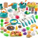 118Pcs Mini Play Kitchen Accessories for Kids, Pretend Cooking Playset with Cookware, Tableware & 2 Fruit Sets, Learning Gift for Girls, Boys, Toddlers, Green
