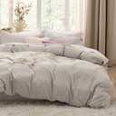 Bedsure California King Duvet Cover - Prewashed Cotton-Like Extra Soft Bedding Set, Includes 1 Cal King Duvet Cover 104x98 Inches with Zipper Closure & 2 Pillow Shams, Linen, Comforter Not Included
