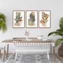 CHDITB Boho Botanical Geometric Framed Canvas Wall Art Set, Abstract Plant Figure Wall Decor, Sage Green Terracotta Wall Painting, Modern Minimalist Art Prints for Living Room Bedroom Office 16"x24"x3