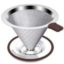 Roogaluckeep Pour Over Coffee Dripper, Stainless Steel Coffee Filter, Paperless Reusable Coffee Filter, Metal 600 Mesh Strainer Coffee Maker Single Cup Brewer 1-2 Cup