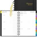 Daily Planner 2026-2027, 18-Month Weekly and Monthly Calendar Planner, January 2026 - June 2027, Planning Agenda Book with Laminated Tabs, Flexible Cover, 100GSM Thick Paper, A5 Size,Black