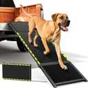 74'' L & 20'' W Longest Dog Ramp for Car - Extra Wide Portable Pet Dog Ramps for Large Dogs, Dogs Cars Ramp for Car SUV/Truck/RV/Bed, Lightweight Ramps with Non-Slip Mesh Up to 280LBS, Black
