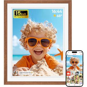 15 Inch 4:3 Large Digital Picture Frame, Frameo Digital Frame WIFI with HD IPS Touch Screen 32GB Storage, Support Tabletop & Wall Mounted, Share Photos/Videos Instantly from Anywhere, Gifts for Mom,Model: 150K