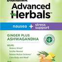 From the Makers of Dramamine, Advanced Herbals Ginger & Ashwagandha Lozenges, for Nausea Relief & Stress Support, Tropical Fruit and Ginger Flavor, 20 Count