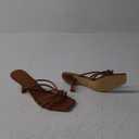 Women's Strappy Square Open Toe Kitten Heels Sandals Knotted Design Summer Fashion Slip On Mule Style (7.5, Brown Pu)