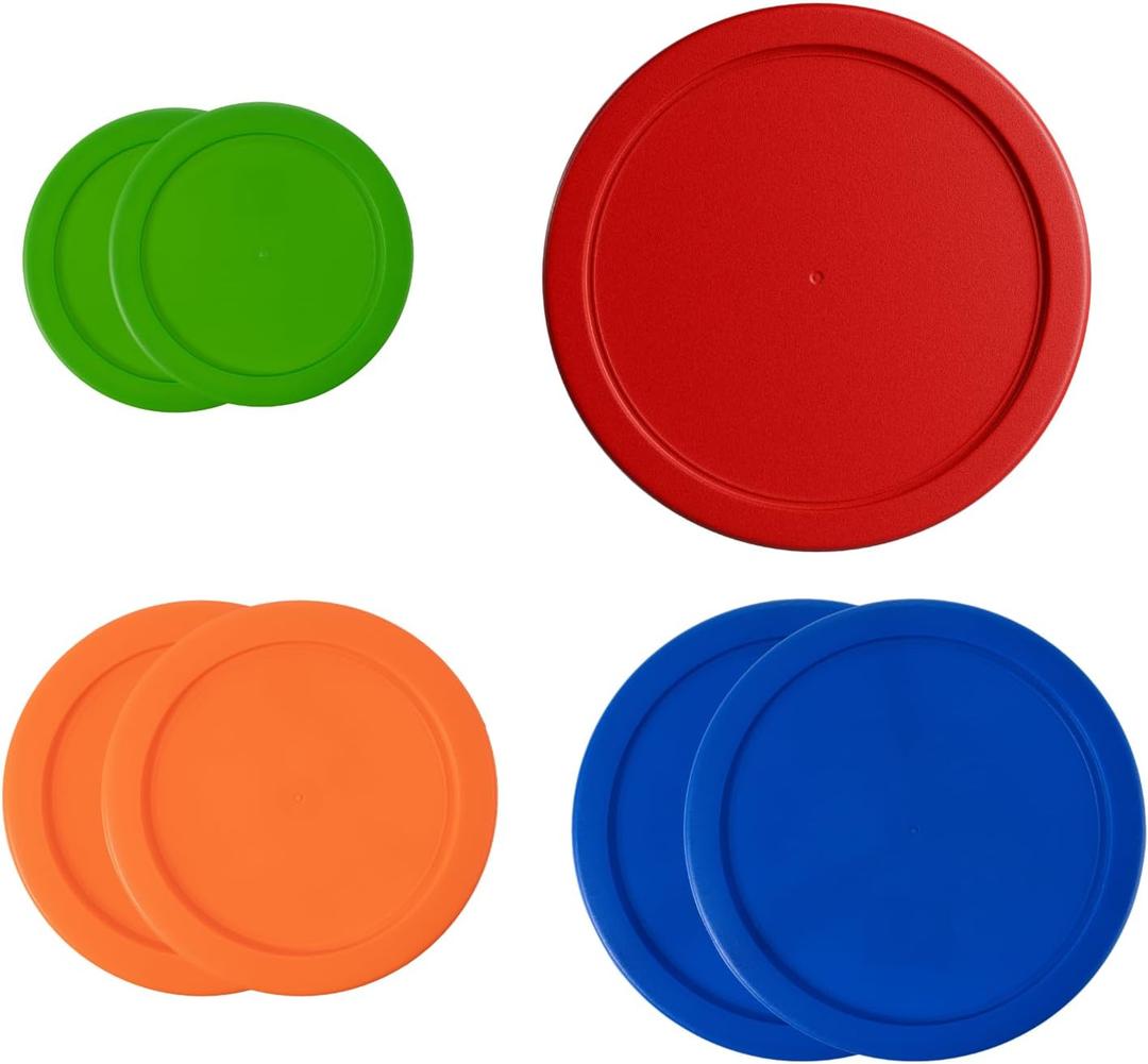 Replacement Lids for Pyrex Glass Food Storage Containers Round Plastic (2) 7202-PC 1 Cup Green (2) 7200-PC 2 Cup Orange (2) 7201-PC 4 Cup Blue (1) 7402-PC 6/7 Cup Red (Bundle 3)