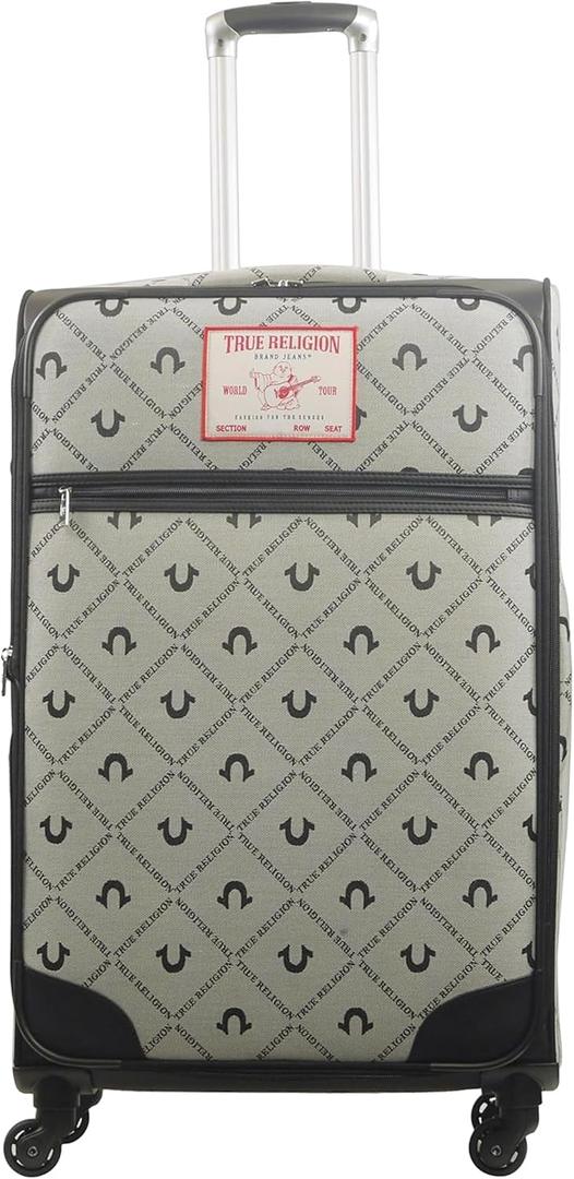 True Religion 31" Rolling Luggage, Soft Sided Suitecases with Spinner Wheels, Black/Gray, 31 Inch