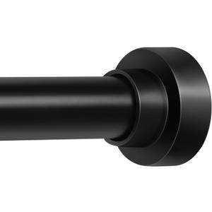 YNL Shower Curtain Rod 34-82 (2.8-6.8ft) Inches, Adjustable Spring Shower Rod No Drilling, Non-Slip, Never Rust, Stainless Steel, Suitable for Bathroom Window Living Room, Matte Black (M:34-82")