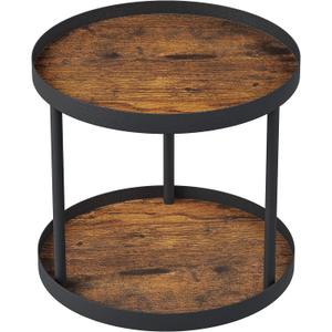Giikin 2 Tier Lazy Susan Organizer, Two Tier Lazy Susan Turntable for Kitchen Countertop Spice Rack Organizer (Rustic Brown, 9.8" x 9.8" x 8.8")