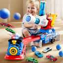iPlay, iLearn Kids Launching Truck Toys for Boys Ages 3-5, Toddler Track Toy, 4 Mini Diecast Race Cars, Balls Shooting Game, Large Light Sound Carrier Train, Birthday Gifts for 4-6 7 8 9 Yrs Old Child