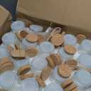 40 Pack 7 oz Glass Yogurt Jars with Cork Lids and PE Lids, Small Glass Pudding Jars, Glass Jars for Wedding Favors, Milk, Jams and DIY Gift, Label, Tags and Twine included