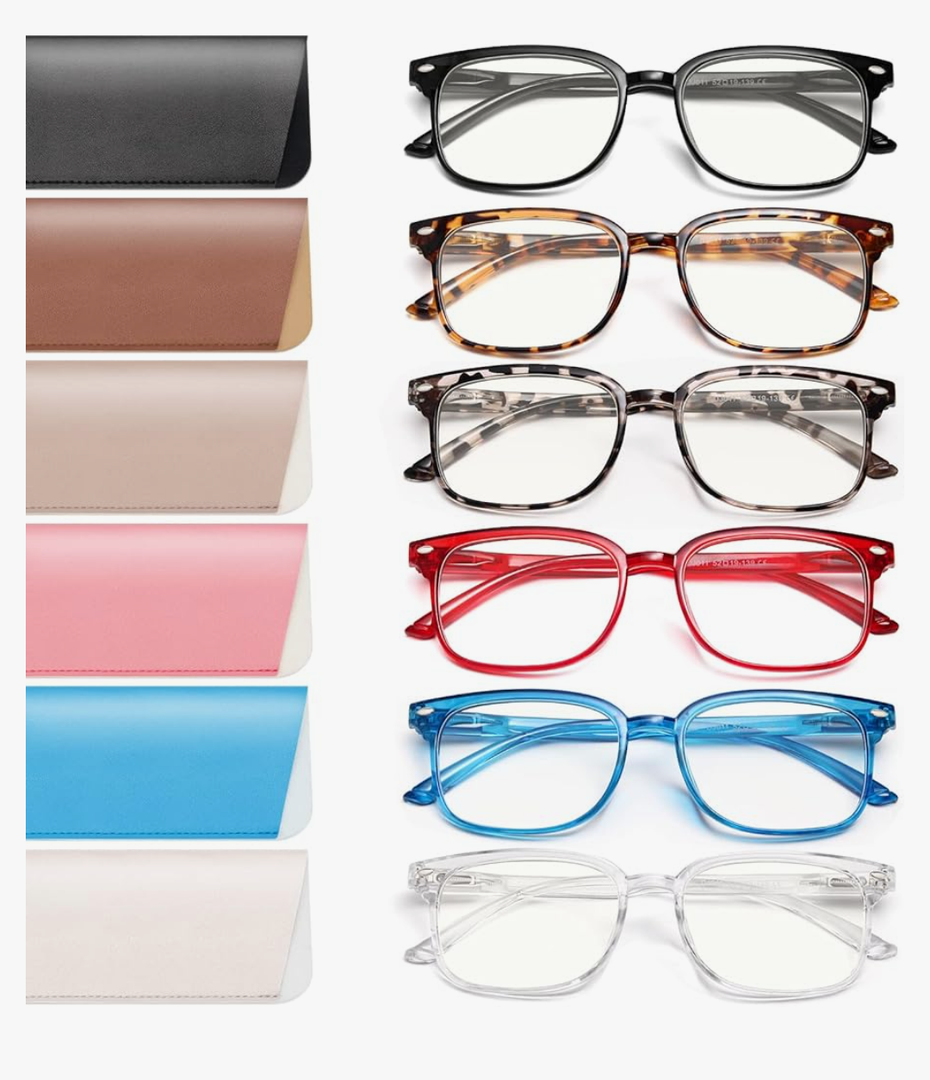 6 Pack Reading Glasses for Women, Reading glasses men, Blue Light Blocking Readers, Computer eye glasses, Cheaters