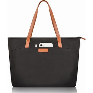 Prite Laptop Tote Bag for Women Shoulder Bag with 16 Computer Compartment for Work Travel (Black)