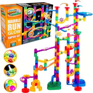 Marble Genius Marble Run Track - 200-Piece, Multicolor, Space Theme - Glow-in-The-Dark Marble Set & STEM Building Toy & Race Track for Ages 4+