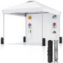 10x10 Pop Up Canopy with Sidewalls, Instant Heavy Duty Canopy Tent for Parties, Events, Camping, One Person Setup - White
