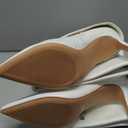 VIUGJNEX Knee High Boots Women Fold Over Boots Pointed Toe Stiletto Heel Long Shark Tall Boots with Zipper (9, White Pu)