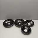 W10290350 W10290353 Black Porcelain Burner Drip Pans By AMI PARTS - Replacement for Whirl-pool Electric Range Cooktop - Includes 2 8-Inch and 2 6-Inch Pans