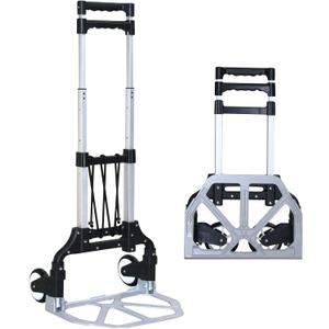 Folding Hand Truck Dolly Cart Aluminum Portable Hand Cart for Daily handling Work180lbs, with Silent Wheel Telescoping Handle Black Bungee Cord, Can Stand Alone Light Weight