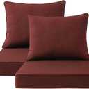Sunbrella Outdoor Patio Chair Cushions Set, 24" x 24", Set of 2, Water-Repellent, Fade Resistant, Deep Seat Cushion for Backyard, Couch, Sofa and Patio Furniture, Spectrum Brick