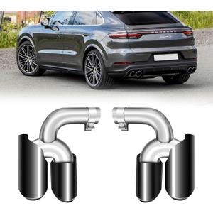 Carbon Fiber Dual Exhaust Tips for 2018-2024 Porsche Cayenne 3.0T Stainless Steel Tailpipe Tip (2pcs Black)