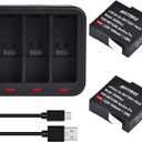 Batmax 2X Battery + Quick 3-Slots Charge Hub Charger with Type C Port for Insta360 Ace and Ace Pro Cameras