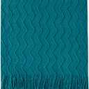 BOURINA Teal Throw Blanket 50x60 Inches Throw Textured Solid Soft Sofa Couch Decorative Knit Blanket
