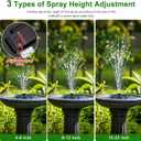 SEIRMEP Solar Fountain Pump with Spray Height Adjustment, Upgrade Glass Solar Bird Bath Fountains with 6 Nozzles, Outdoor Solar Water Fountain Pump for Bird Bath, Garden, Pool, Pond