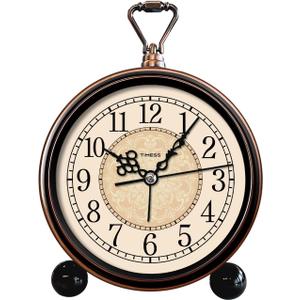 Vintage Analog Alarm Clock, 4.3" Silent Non-Ticking Quartz Desk Clock, Battery Operated Table Clock for Bedroom, Living Room, Office, or Gift (New White)