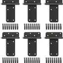 6" Door Hinges,280 Lbs Capacity Heavy Duty Gate Hinges,6 Pack T-Strap Shed Gate Hinges,Matte Black Hinges,Barn Door, Shed Doors, Rust-Resistant,Durable (6"- 6 pcs-Matte Black)-Patent Pending