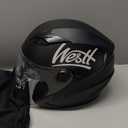 Westt Open Face Helmets with Dual Sun Visor Motorcycle Helmet for Men and Women 3/4 Helmets DOT Approved for Scooter Motorbike Street Jet Series (S (21.65-22.05 in), Black)